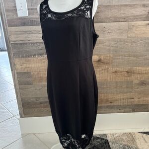 Torrid Size 12 Black Sleeveless Knit Style Dress w Lace Accent Design